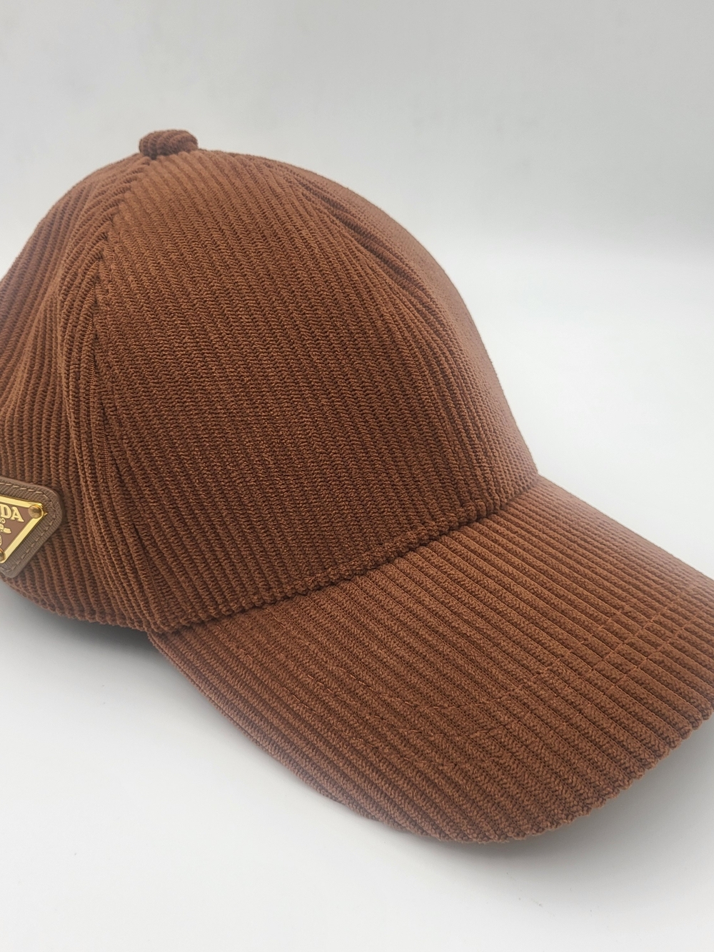 Prada Men's Brown Corduroy Baseball Cap